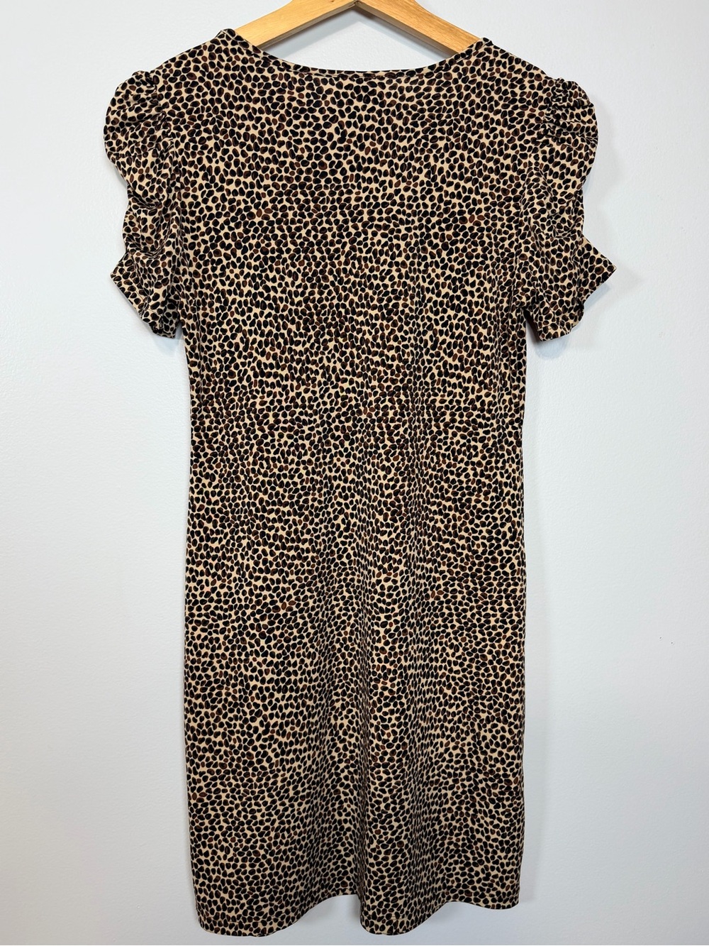 Sweet Storm Y2K Leopard Mini Dress Ruched V Neck Puff Sleeve S - Picture 5 of 10